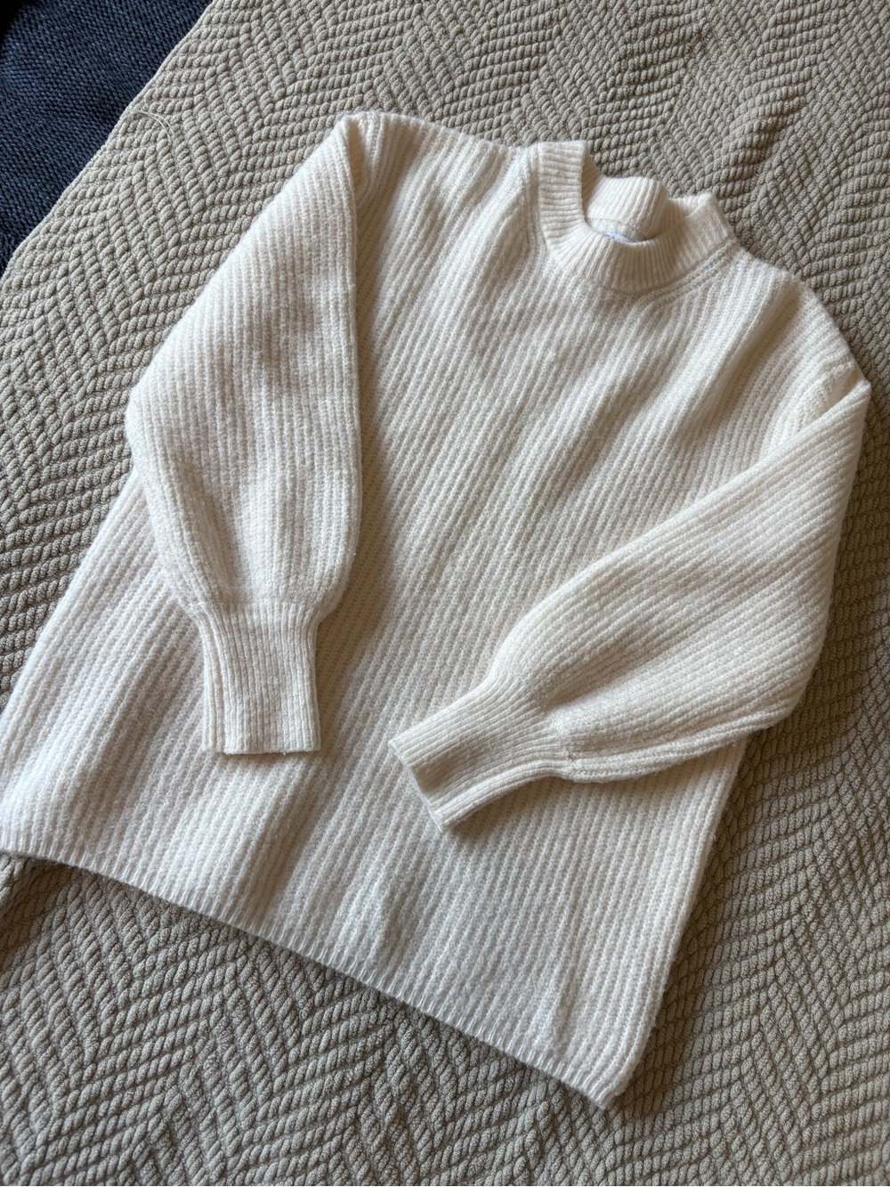 ASOS Cream Ribbed Mock-Turtleneck Sweater
